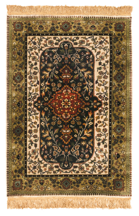 Shah Kashan 2x3 Beige/Black Wool A