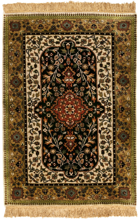 Shah Kashan 2x3 Beige/Black Wool B