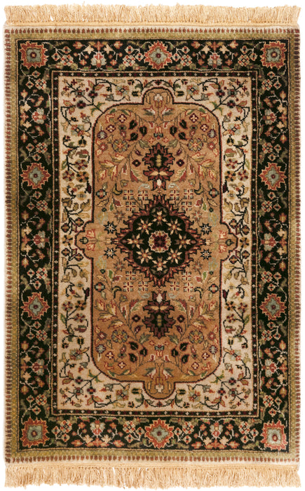 Shah Kashan 2x3 Beige/Black Wool