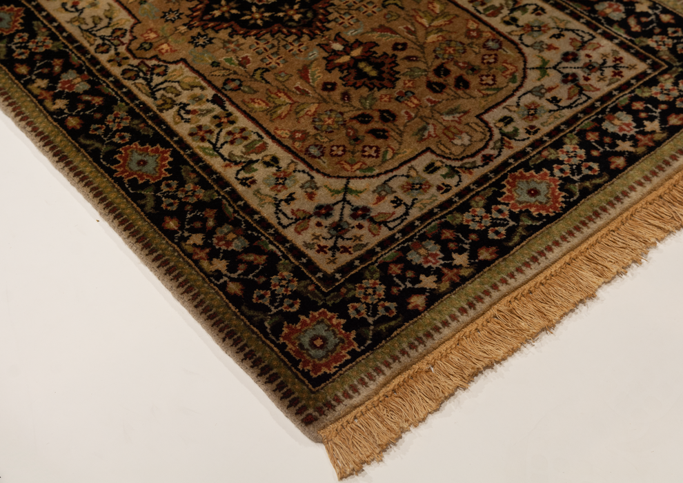 Shah Kashan 2x3 Beige/Black Wool