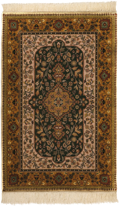 Shah Kashan 2x3 Beige/Black Wool