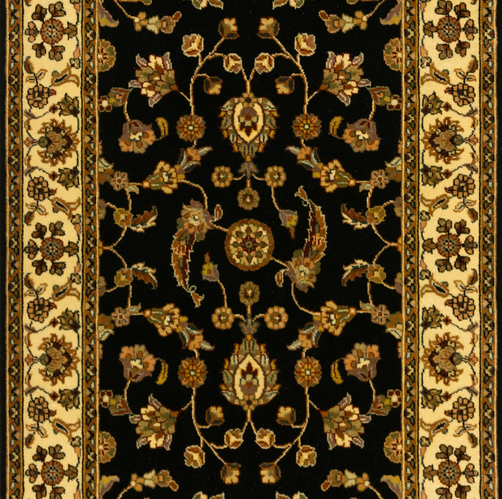2.05x8 Runner Indo Persian Cream/Black Wool