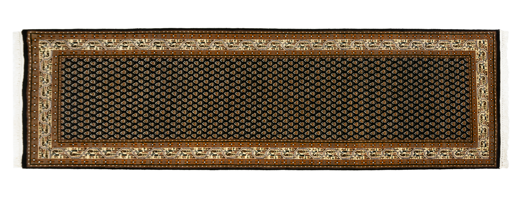Mir 2.05x8 Runner Black/Cream Wool with Silk Touch.