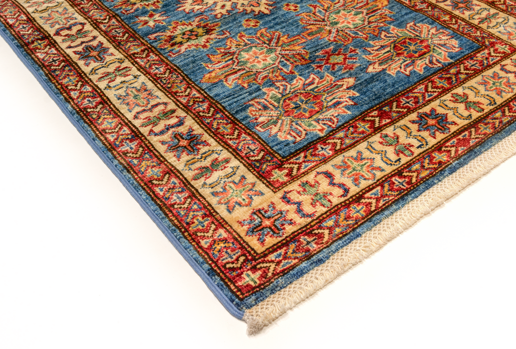 Super Kazak 3x5 Blue/Ivory Ghazni Wool