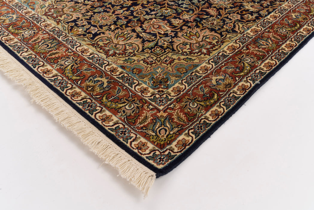 Kashan 3x5 Navy/Beige/Rust Silk