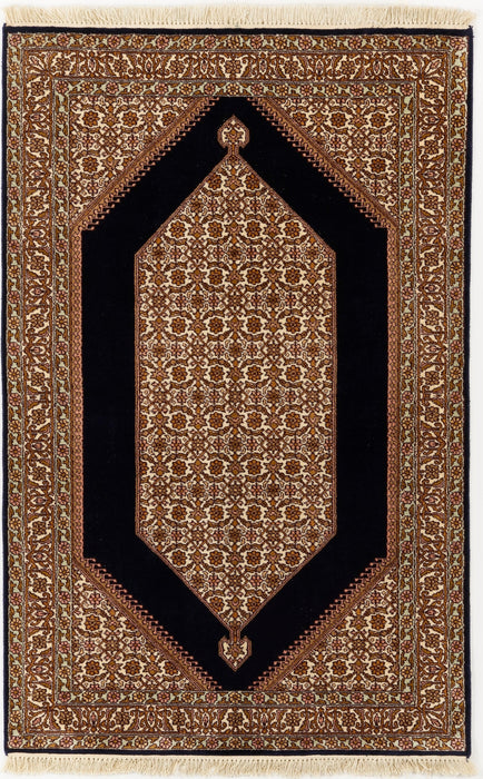 Kashan 3x5 Navy/Brown Silk
