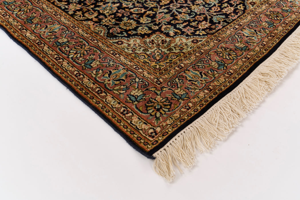 Kashan 3x5 Dark Navy/Gold  Silk.