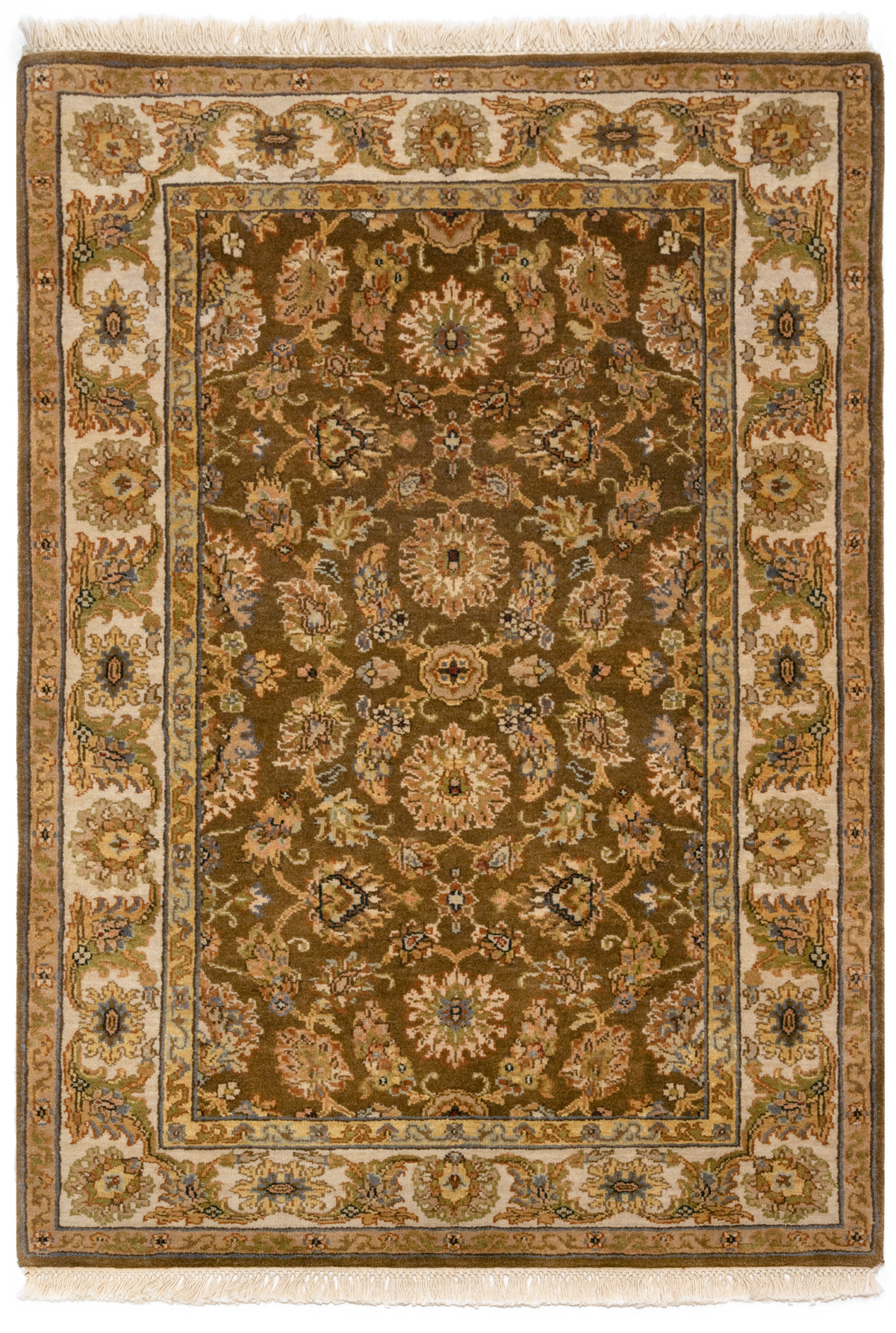 Tan Patterned Rug 3x5 Premiere 3x5 Brown/Beige Wool — Indo Designer Rugs