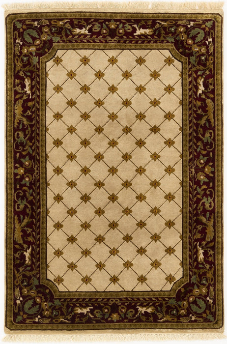 Aubussion 4x6 Ivory/Plum Wool.
