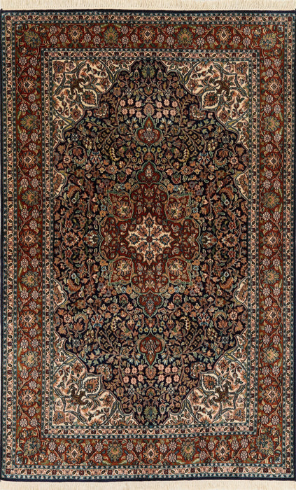 Kashmir 4x6 Navy/Rust Silk.