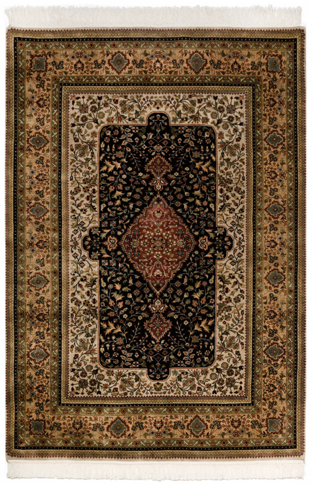 Shah Kashan 4x6 Black/Beige Wool