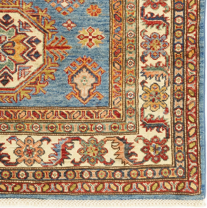 Super Kazak 4x6 Light Blue Ivory Red