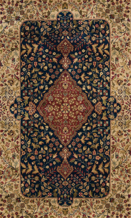 Shah Kashan 5x7 Blue/Beige Wool