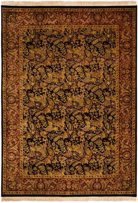 Indo Persian 3x5 Black/Burgundy Wool