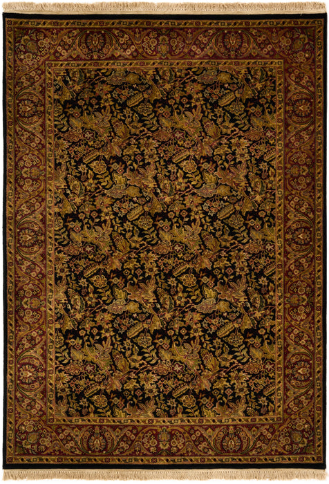Indo Persian 3x5 Black/Burgundy Wool