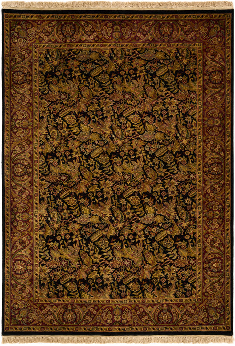 Indo Persian 5x7 Black/Burgundy Wool