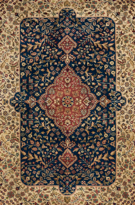 Shah Kashan 5x7 Blue/Beige Wool