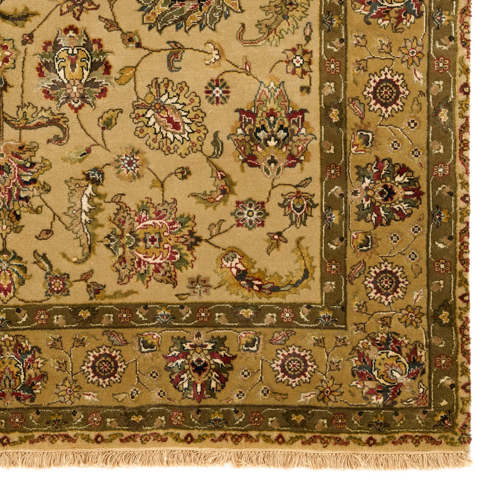 5x7 New Kashan Ivory/Golden Brown Wool and Silk