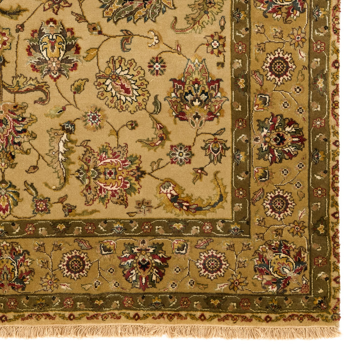 New Kashan 5x7 Ivory/Golden Brown Wool and Silk