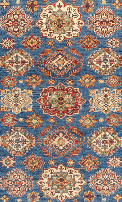 Super Kazak 5x7 Blue Ivory