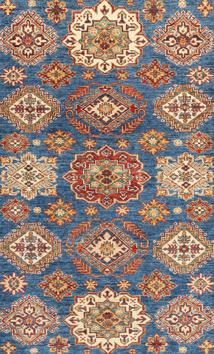 Super Kazak 5x7 Blue Ivory