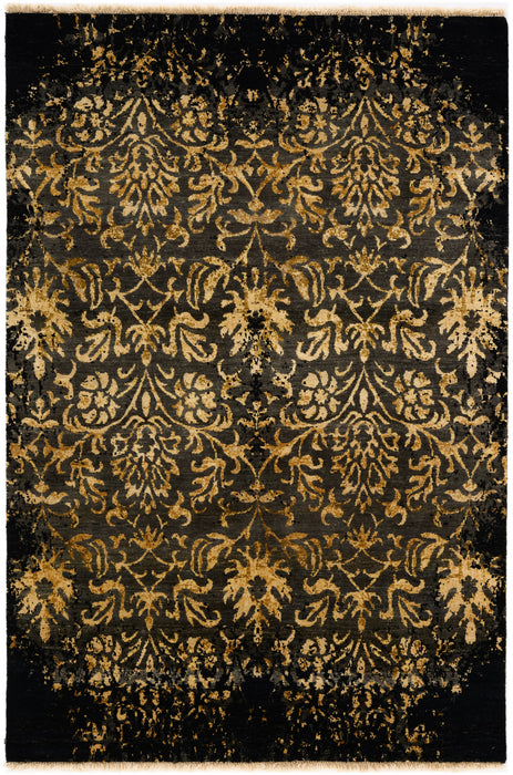 Versace 4x6 Black/Gold Wool and Silk