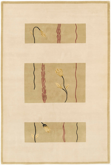 Cactus 6x9 Gold/Ivory Wool and Silk