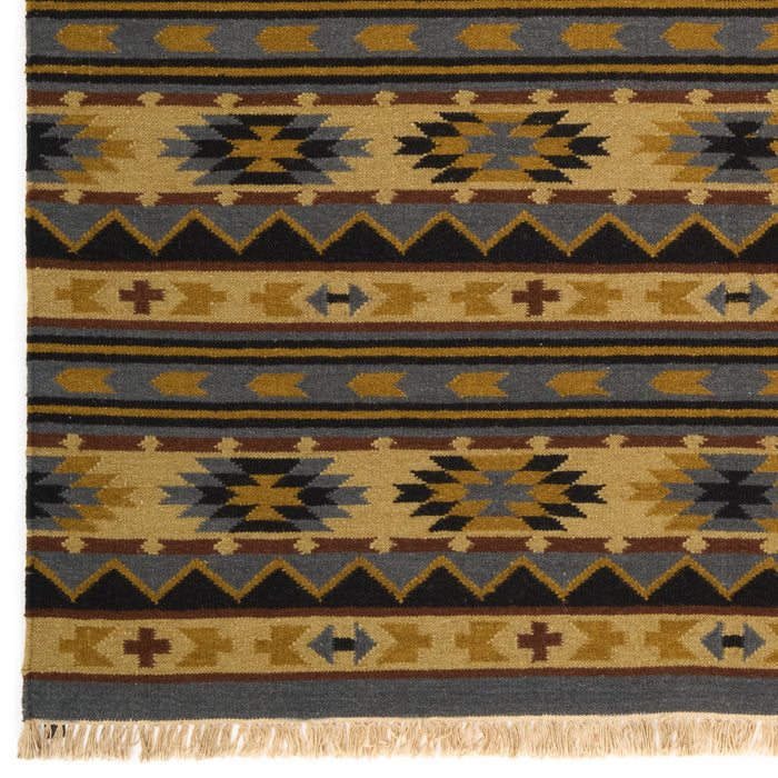 Kilim 6x9 Blue/Beige Wool