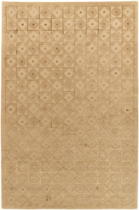 Almond 6x9 Gold/Dark Beige Wool and Silk