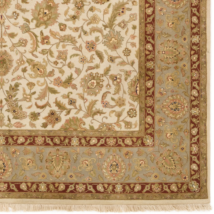 Hop Kashan 6x9 Beige/Light Green Wool and Silk