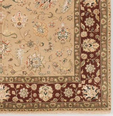 Indo Persian 6x9 Ivory/Red Wool and Silk