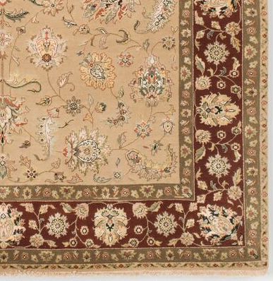 6x9 Indo Persian Ivory/Red Wool and Silk