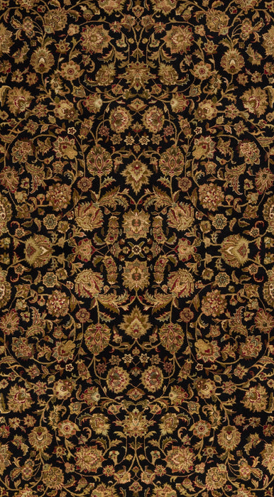 Indo Persian 6x9 Black/Burgundy Wool and Silk