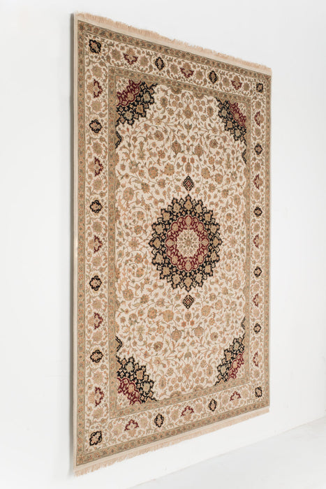 *New* Tabriz 4x6 Ivory Wool & Silk