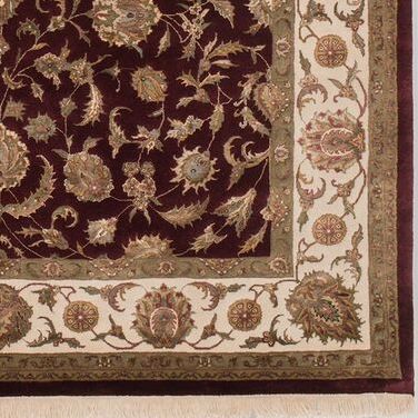 6x9 Indo Persian Burgundy/Beige Wool and Silk
