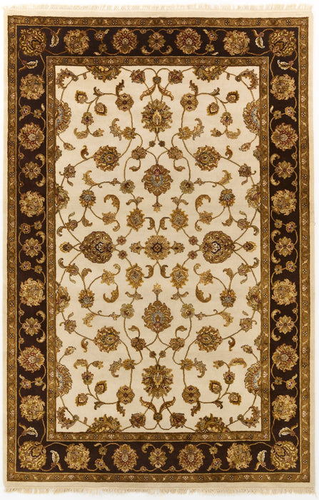 Elegance 6x9 Ivory/Brown/Gold Wool and Silk