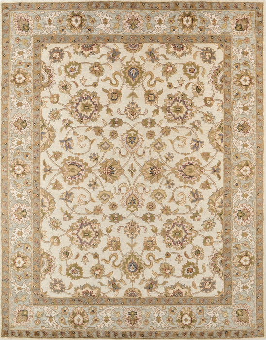 New Varanasi 8x10 Beige/ Ivory New Zealand Wool and Bamboo Silk
