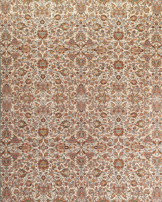 8x10 Kashan Silk Ivory / Light Brown