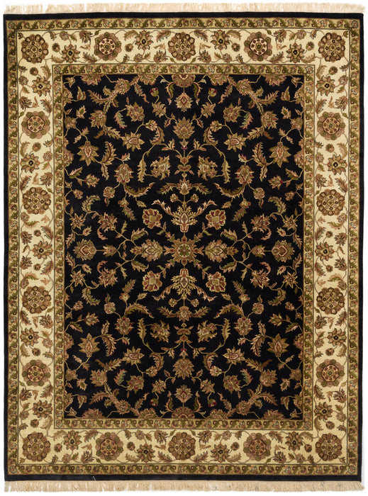 8x10 Indo Persian Beige/Black Wool and Silk.