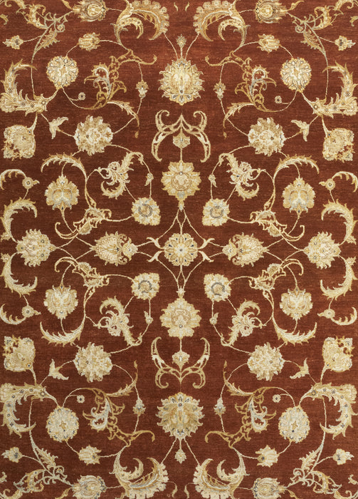 8x10 Reflections Red/Beige Wool and Raw Silk