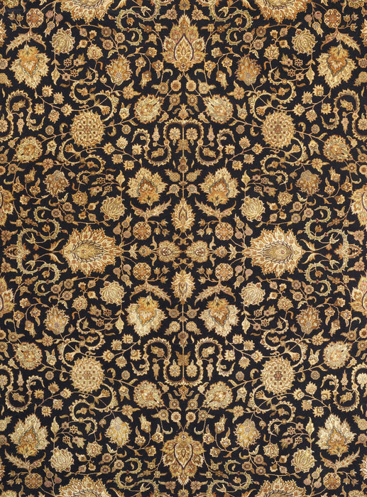 Enchante 8x10 Black/Beige Wool and Silk Embossed