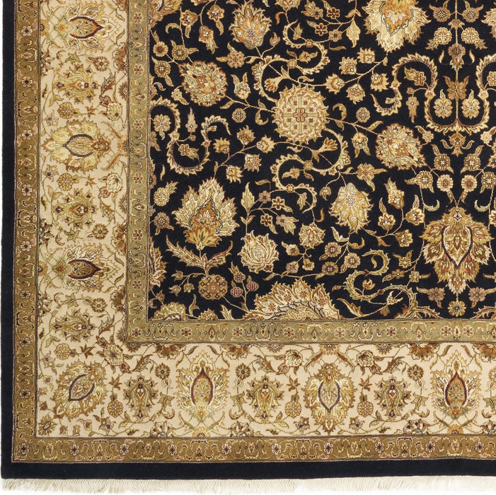 Enchante 8x10 Black/Beige Wool and Silk Embossed