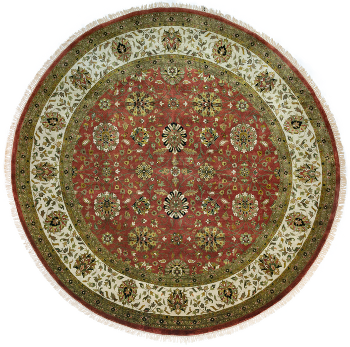 Indo Persian 8x8 Rust/Ivory Wool