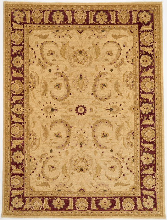 Chobi 9x12 Red Border Ivory Ghazni Wool