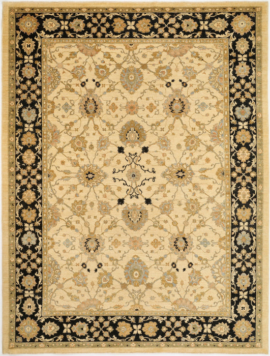Chobi 9x12 Ivory/Blue/Black Ghazni Wool
