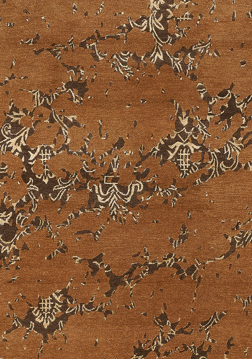 Erased 9x12 Pokhara Brown/Cream Wool and Silk