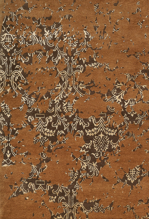 Erased 9x12 Pokhara Brown/Cream Wool and Silk