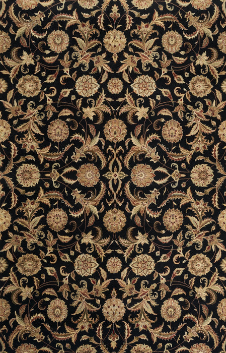 9x12 Indo Persian Black/Beige Wool and Silk