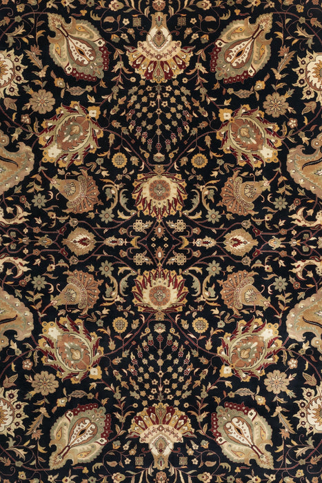 9x12 Indo Persian Mashad Black/Beige Wool