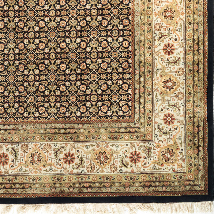 9x12 Indo-Persian Herati Black/Beige Wool and Silk